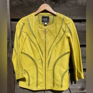 Cavalli CLASS | Leather Jacket | Size 12 | Color: Yellow Chartreuse